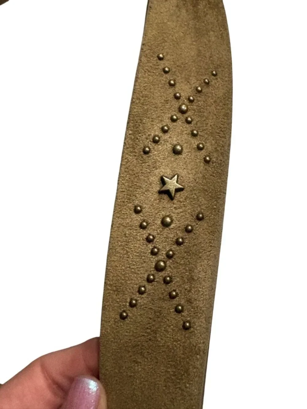 Miss Sixty Stud Embellished Suede Western Belt in Brown
